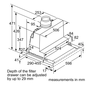 4系列 隱藏式排油煙機 60 cm 金屬銀色