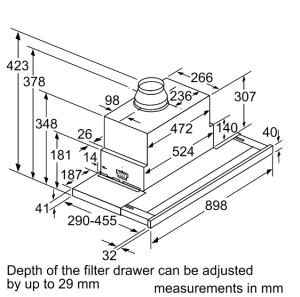 8系列 隱藏式排油煙機 90 cm 不銹鋼
