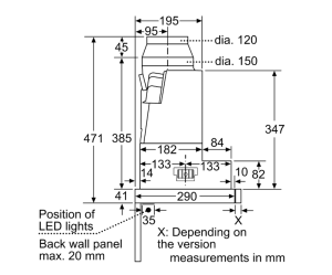 4系列 隱藏式排油煙機 60 cm 金屬銀色