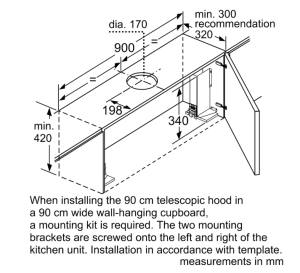 4系列 隱藏式排油煙機 90 cm 金屬銀色