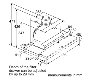 4系列 隱藏式排油煙機 90 cm 金屬銀色
